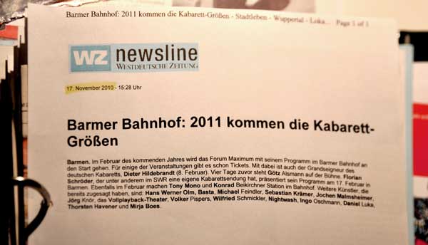 Wuppertaler Zeitung - Newsline, 17.11.2010
