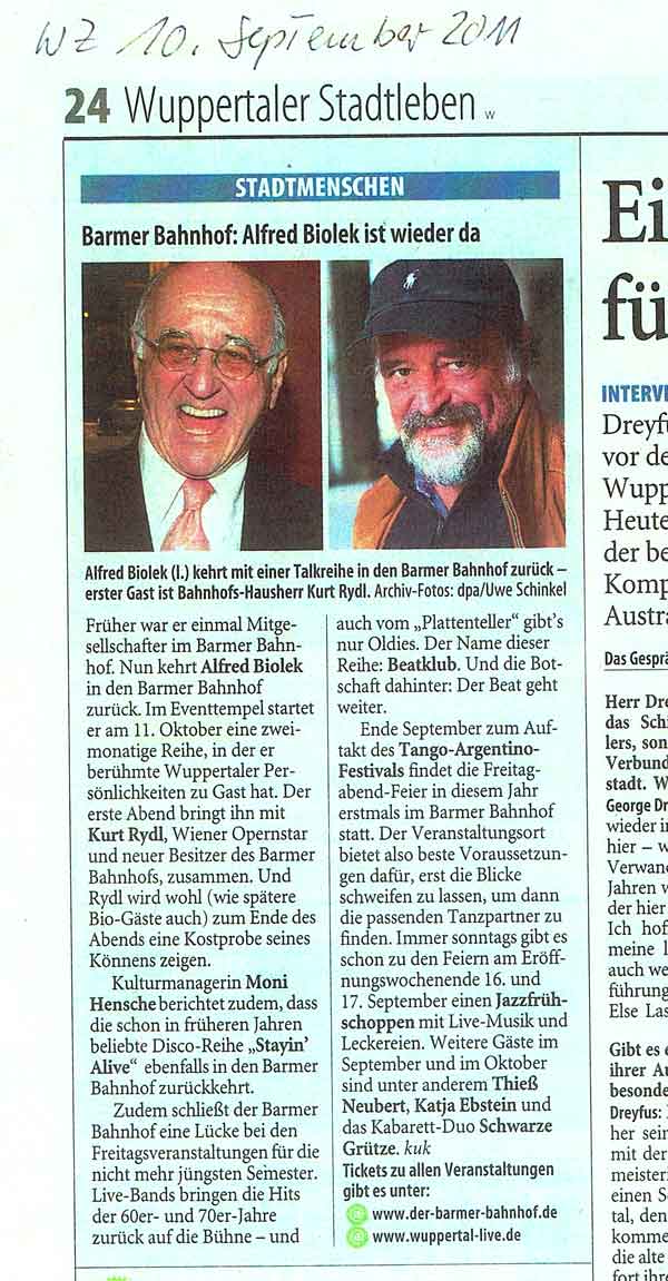 Wuppertaler Zeitung, 10.9.2011