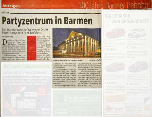 Artikel zu "100 Jahre Barmer Bahnhof"